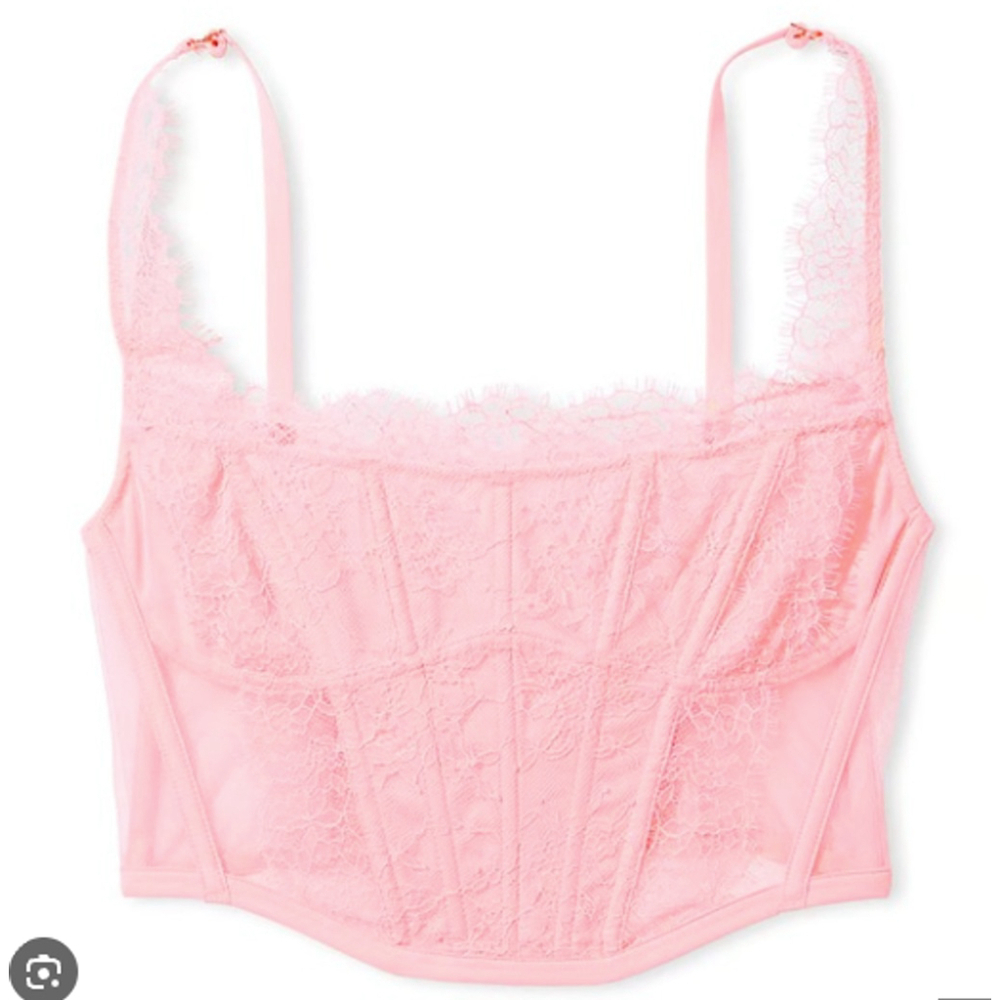 Victoria's Secret Pink Lace Corset Bra Large, New With Tags, Lingerie